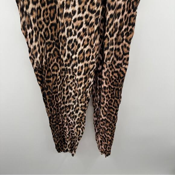 Zara Leopard Print Short Sleeve Cropped Jumpsuit Sz M Bloggers Favorite - Picture 6 of 13
